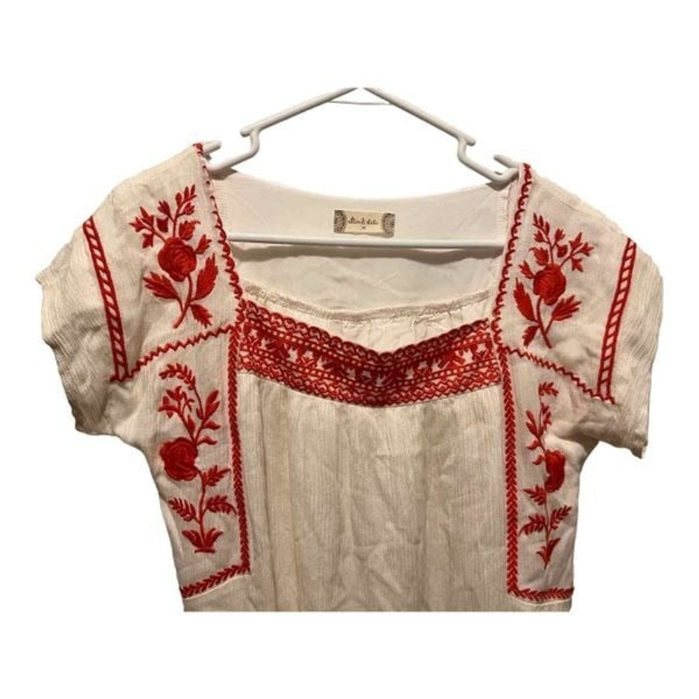Altar’d State Vintage Inspired Red and Cream Tunic Dress Size M - Picture 3 of 12